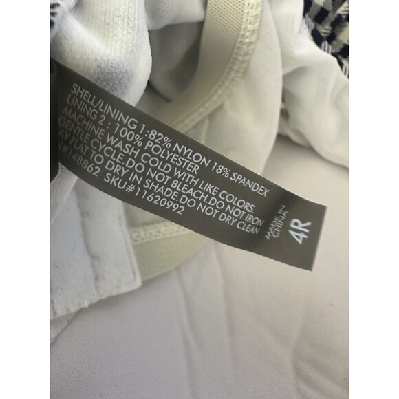 Torrid Navy Gingham Tie Front Wireless Ruched One-Piece Swimsuit Plus Size 4 4X - Picture 10 of 16